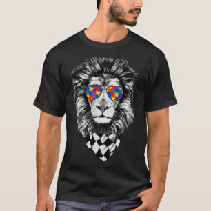 Lion Autism Awareness Autism Autistic Puzzle Piece T-Shirt