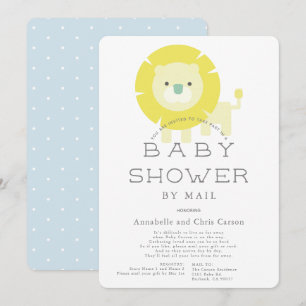 Lion Baby Blue Boy Baby Shower by Mail Invitation