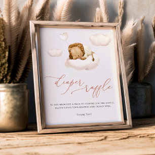 Lion Baby Cloud Balloon Diaper Raffle Sign