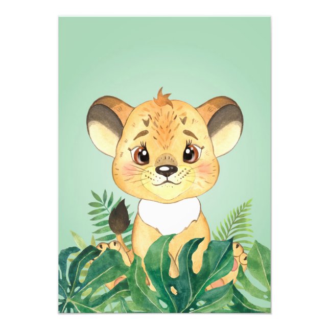 Lion Baby Lion And Leaf Photo Print (Front)