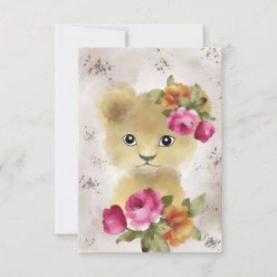 Lion Baby Lion Watercolor Thank You Card