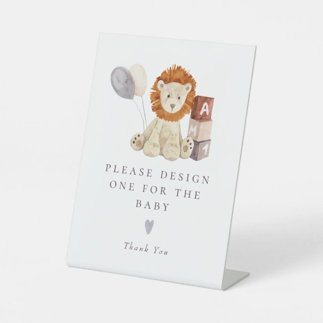 Lion Baby Shower Activity Station Sign (Front)