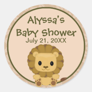 LION Baby Shower blank label/seal Nali NJL #04C Classic Round Sticker