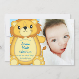 Lion Baby Shower Blue Invitation