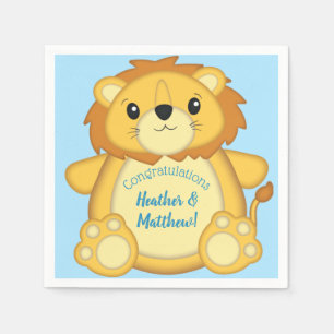 Lion Baby Shower Blue Napkin