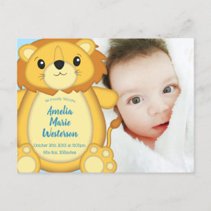 Lion Baby Shower Blue Postcard