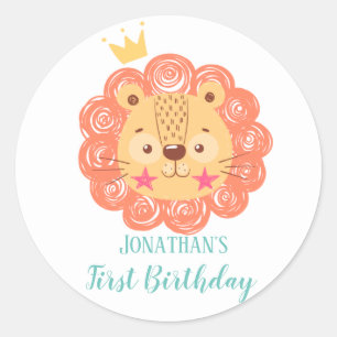 Lion baby shower classic round sticker