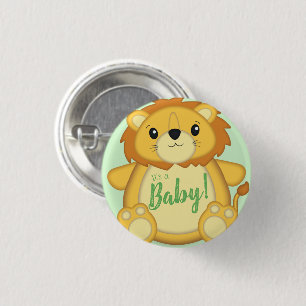 Lion Baby Shower Green 3 Cm Round Badge