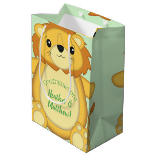 Lion Baby Shower Green Medium Gift Bag