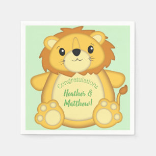 Lion Baby Shower Green Napkin
