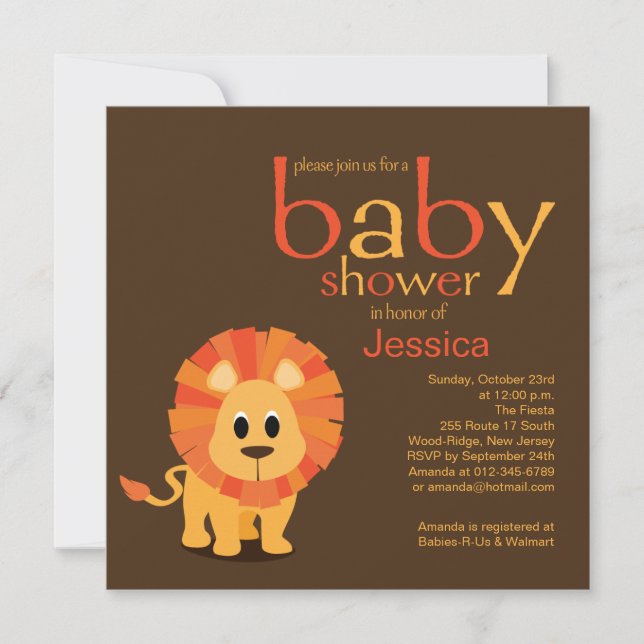 Lion Baby Shower Invitation (Front)