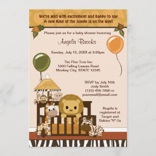LION Baby Shower Invitation Fall Jungle Safari