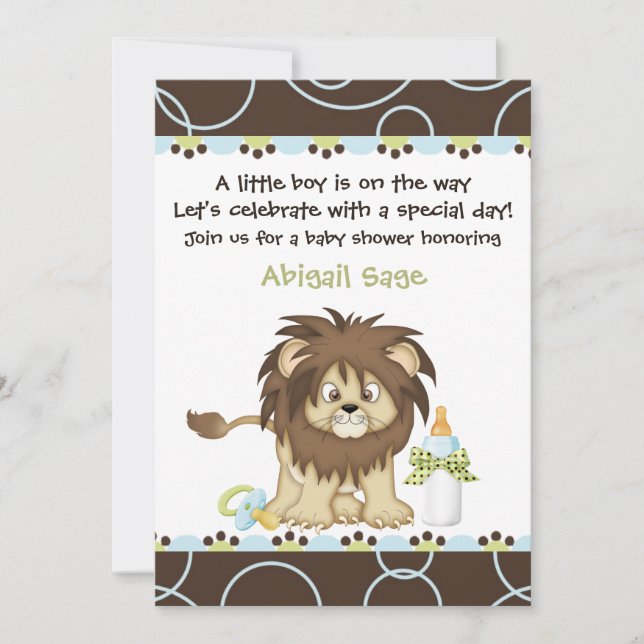 Lion Baby Shower Invitation for Boys (Front)