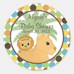 LION Baby Shower Invitation King of the Jungle Classic Round Sticker