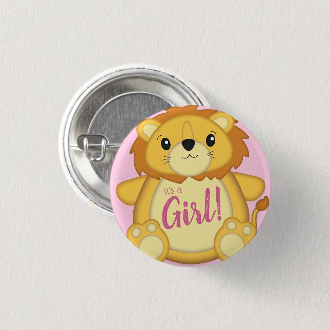 Lion Baby Shower Pink 3 Cm Round Badge (Front & Back)