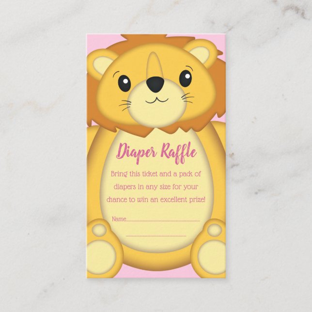 Lion Baby Shower Pink Enclosure Card (Front)