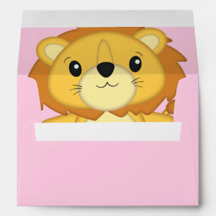Lion Baby Shower Pink Envelope