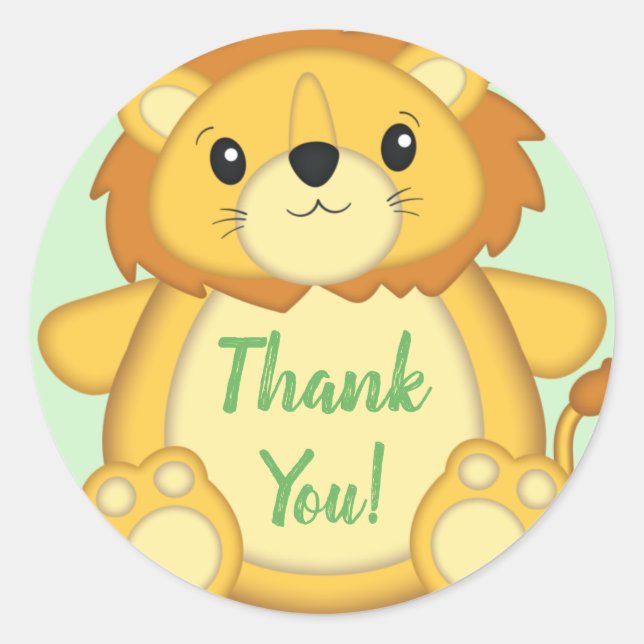 Lion Baby Shower Safari Classic Round Sticker (Front)