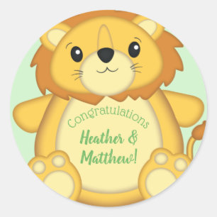 Lion Baby Shower Safari Classic Round Sticker