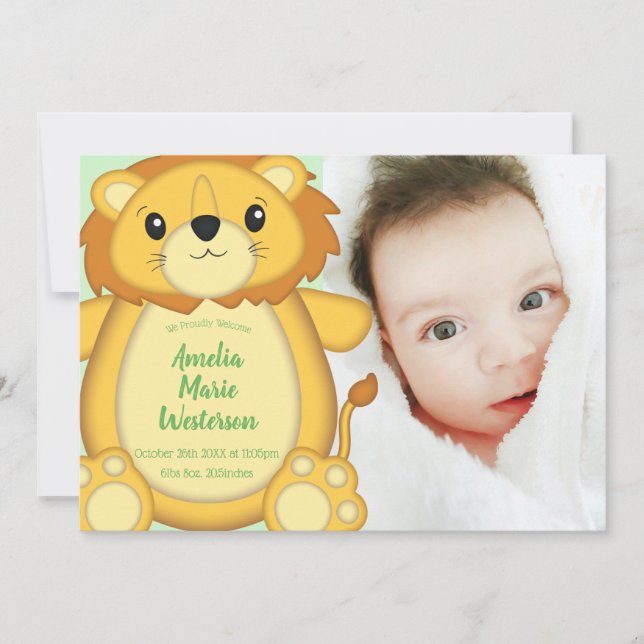 Lion Baby Shower Safari Invitation (Front)