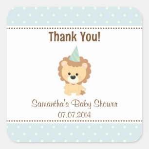 Lion Baby Shower Thank You Stickers (Blue)