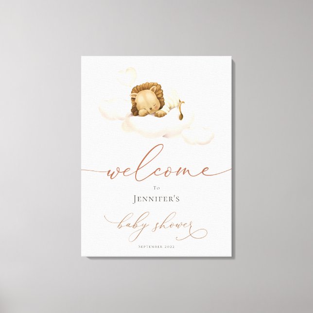 Lion Baby Shower Welcome Canvas Print (Front)