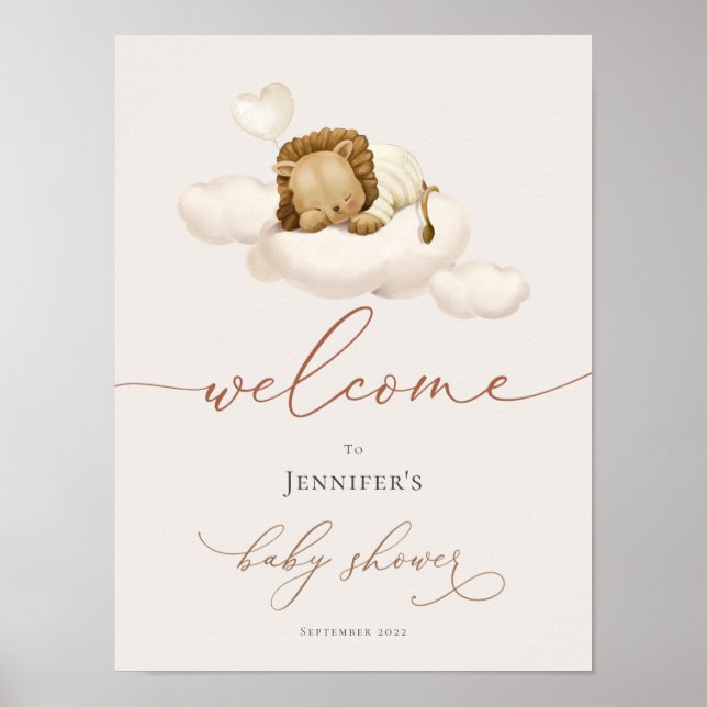 Lion Baby Shower Welcome Poster (Front)