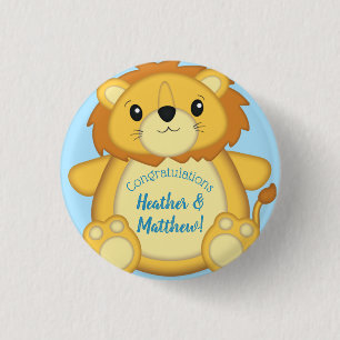 Lion Baby Shower Zoo Circus Blue Boy 3 Cm Round Badge