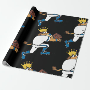 Lion Baseball Player Wrapping Paper