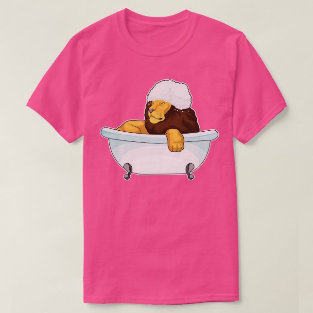 Lion Bath Bathtub T-Shirt (Design Front)