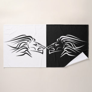Lion Bath Towels - Black and White - Custom Colors