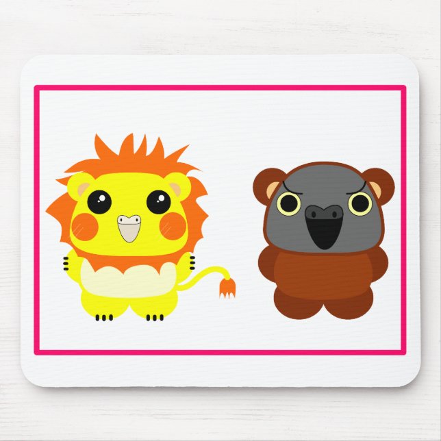 Lion Belle cockatiel and Lulu Bear Senegal Parrot Mouse Mat (Front)