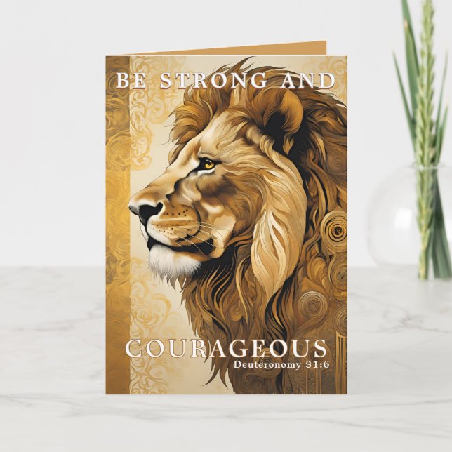 Lion Bible Quote Be Strong Graduation  Card (Front)