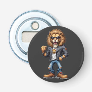 Lion Biker Rebel in Leather Jacket Cool Style Bottle Opener
