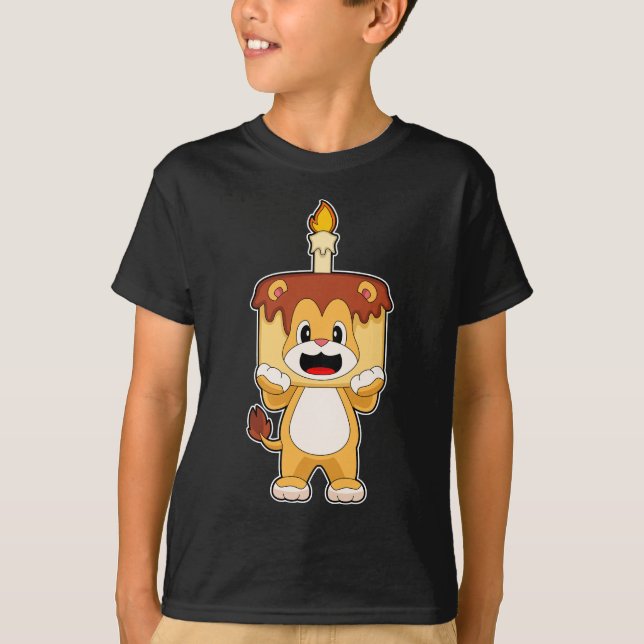 Lion Birthday Candle Cake T-Shirt (Front)
