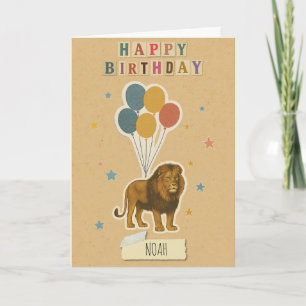 Lion Birthday Card – Custom Name
