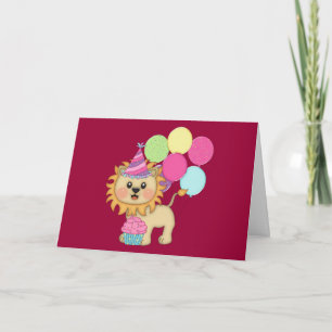 Lion Birthday Girl (personalised) Card