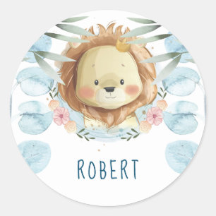 Lion Birthday Personalised Classic Round Sticker