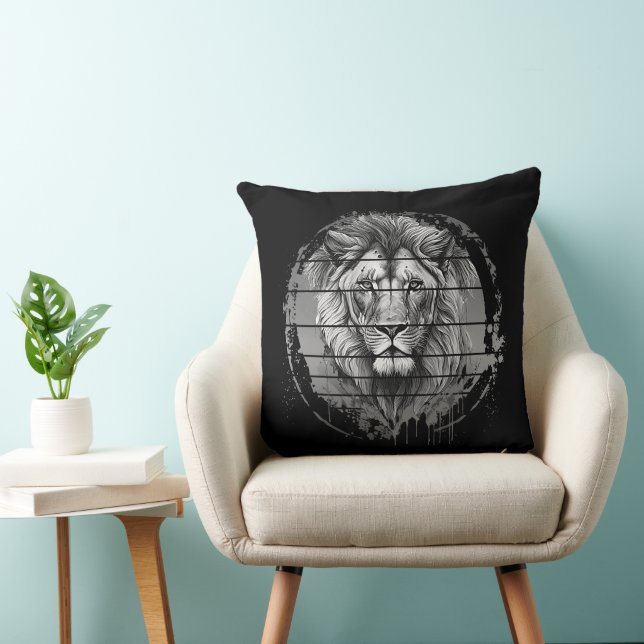 Lion Black And White Cushion (Chair)