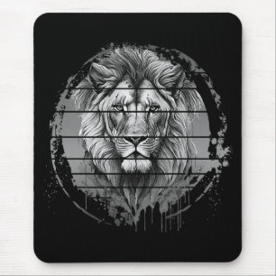 Lion Black And White Mouse Mat