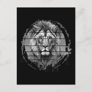 Lion Black And White Postcard