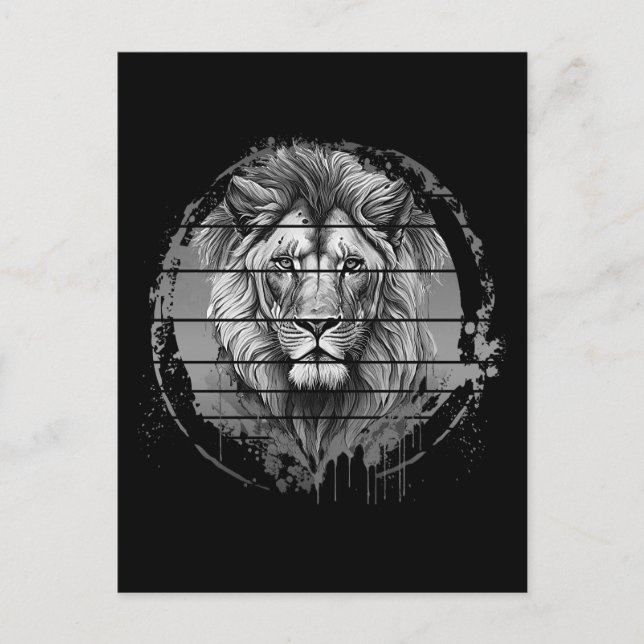 Lion Black And White Postcard (Front)