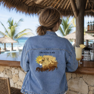 Lion Black Yellow Mandal Sun Denim Jacket