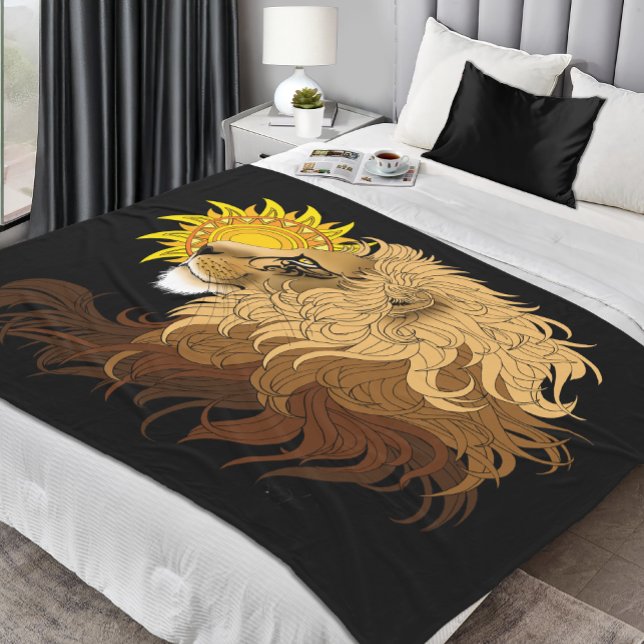  Lion Black Yellow Mandal Sun Fleece Blanket (Creator Uploaded)