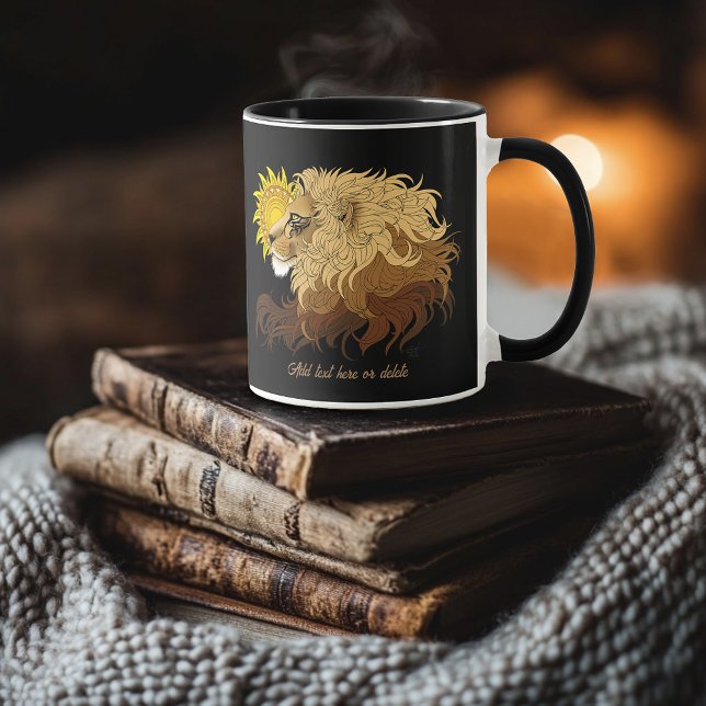 Lion Black Yellow Mandala Sun Mug (Creator Uploaded)