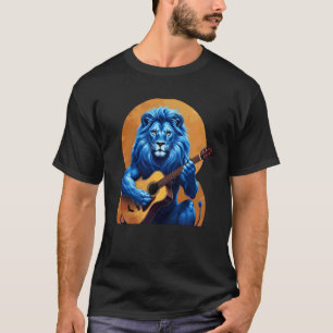 Lion Blue Lion Playing Guitar T-Shirt
