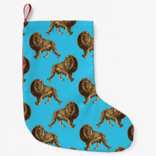 Lion Blue Wild Animals Zoo King African Safari Small Christmas Stocking