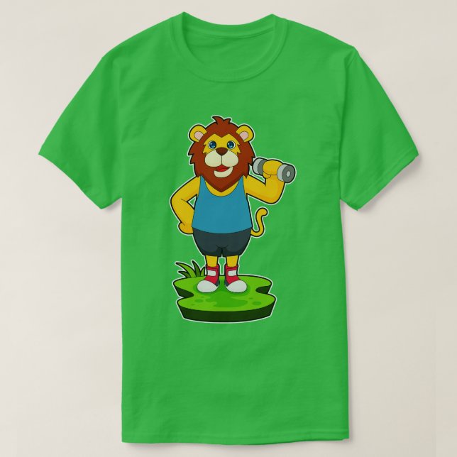 Lion Bodybuilder Dumbbell T-Shirt (Design Front)