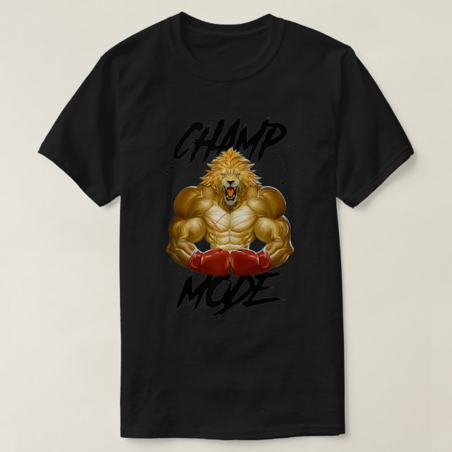 Lion Boing Champ Mode Mma Martial Arts Beast Fight T-Shirt (Design Front)