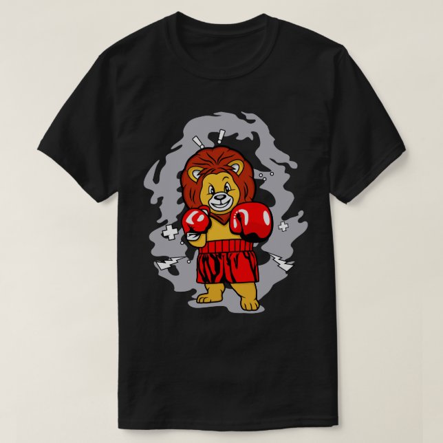 LION BOXING CARTOON T-Shirt (Design Front)